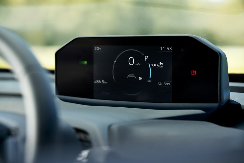 Toyota bZ4X digital driver display showing 88% battery and 356 km range